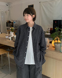 [unisex] Kurohi Check Over Long Sleeve Shirt
