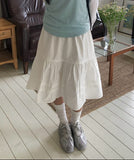 Vinno Pintuck Banding Flare Midi Skirt