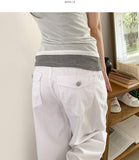 Daily Back Pocket Back Point Wide Cotton Pants