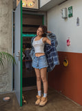 Cutting Waist Shorts Denim Pants