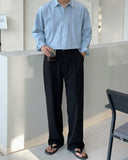 Wrinkle One-Tuck Semi-Wide Banding Slacks