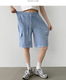 Summer Cooling Cargo Pocket Bermuda Wide Span Shorts