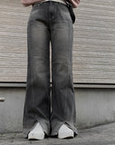 Hawk Washing Bootcut Slit Denim Pants