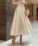Cellua Pleated Flare Long Skirt