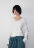 LACE TRIM V-NECK LONGSLEEVE