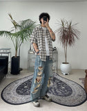 Nian Linen Check Short Sleeve Shirt