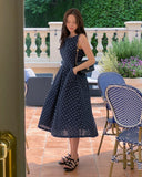 Shuni Jacquard Dot Linen Sleeveless Long One Piece