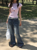 Tego Vintage Washing Denim Bootcut Pants