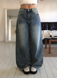 Dero Cut Washing Denim Wide Pants