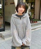 Mikel Track Linen Hood Zip-Up Cardigan