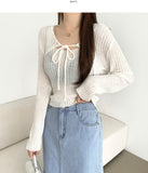 Rib Bolero Square Neck Sleeveless Knit Cardigan Two-piece Set