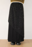 BUTTON LAYERED MAXI SKIRT