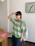 Monomo Linen Stripe Color Short Sleeve Knit