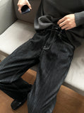 Slab Detail Semi-Wide Denim Matte Black