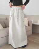 Minto Zipper Buns Pocket Cargo Pile Back Slit Banding Long Skirt