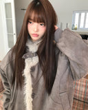 Deen high-neck quilted fur suede mustang jumper