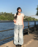 Tero Double Back Pocket Embossed Denim Pants