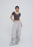 Front pocket balloon nylon pants