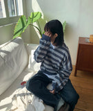 Koshiro Stripe Crop Hoodie