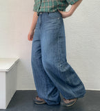 Mighty Summer Cat Washed Wide Denim Pants