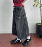 [Unisex] Dern Stripe Washing Denim Bermuda Pants