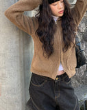 Steam Boucle Knit Hood Zip-up