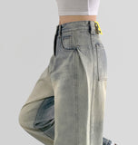 Side Pin Tuck Line Wide Fit Denim Pants