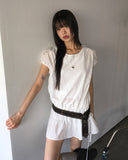 Pne Shirring Banding Puff Short Sleeve Mini One Piece
