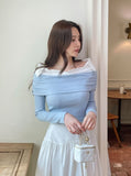 Bella Shirt Color Matching Layered Off-Shoulder T-shirt
