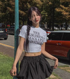 Media lettering cropped short-sleeved