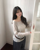 Bubble Punching Boat Neck Loose Fit Knit