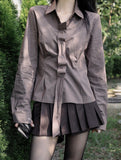 Velour tie stripe shirt