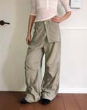 Hipu Button Pintuck Pocket Slit Skirt Pants