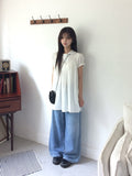 Deron Denim Washing Banding Snap Wide Pants