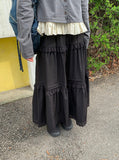 Vein Lace Banding Long Skirt