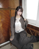 Cure Button Ribbed Round Cardigan