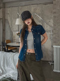 Wes Span Semi-Crop Snap Denim Shirt