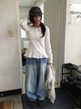 Hirushi Washing Wide Denim Pants