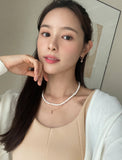 Ola cubic pearl earring necklace