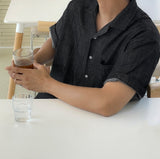 Denim open short sleeve shirt