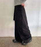 Mitka Wrap Skirt Layered Corduroy Banding Wide Pants