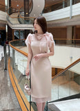 Jenia Tie Chiffon Tulip Sleeve Long One Piece
