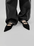 1092 Suede Stiletto Flat Shoes (1 cm)
