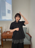 Yante Shirring Lace Short Sleeve Shirt