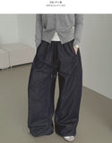4-season Non-fade Raw Balloon Wide Jogger Banding Pants