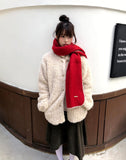 Mutton color matching knit muffler