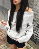 Jonu off-shoulder loose fit long sleeve knit