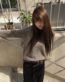 [MADE] Aeon Stripe Henley Neck Button Knit