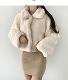 Winter Fluffy Fleece Collar Crop Fur Jacket