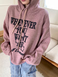 Whatever Brushed Ribbed Boxy Lettering Hood T-Shirt